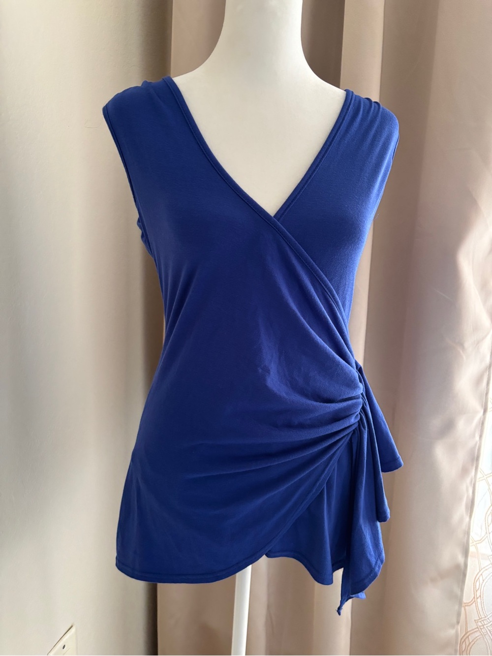 BOSTON PROPER Bright Royal Blue Wrap-Style Sleeveless Top, size XS - Picture 6 of 12